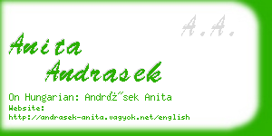 anita andrasek business card